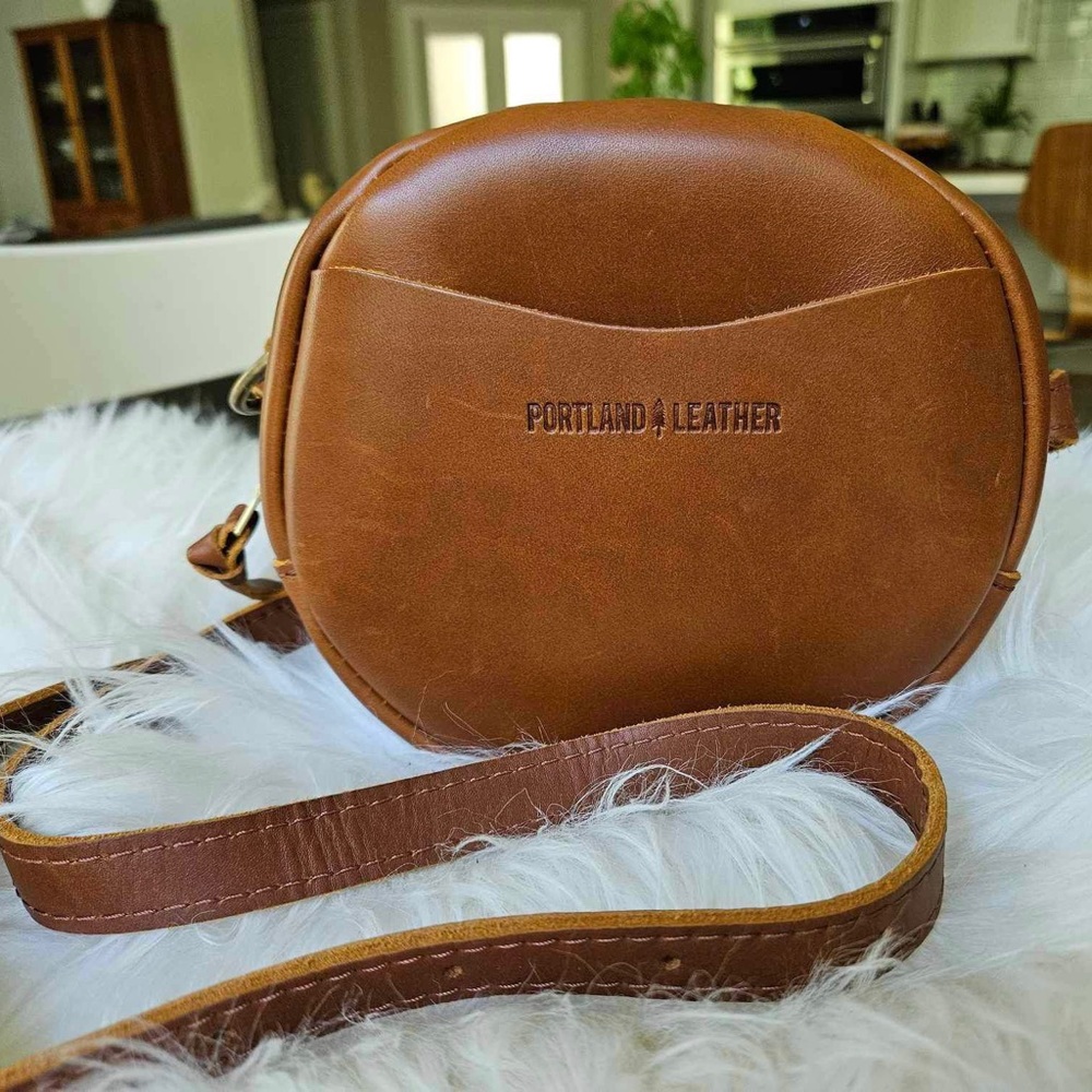 Portland leather small honey circle crossbody. Brand new!